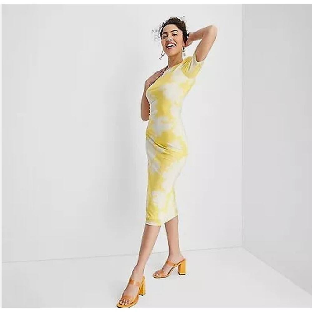 Future Collective Floral Print Open Back Mesh Ultra Sheer Dress -Sz Medium NWT